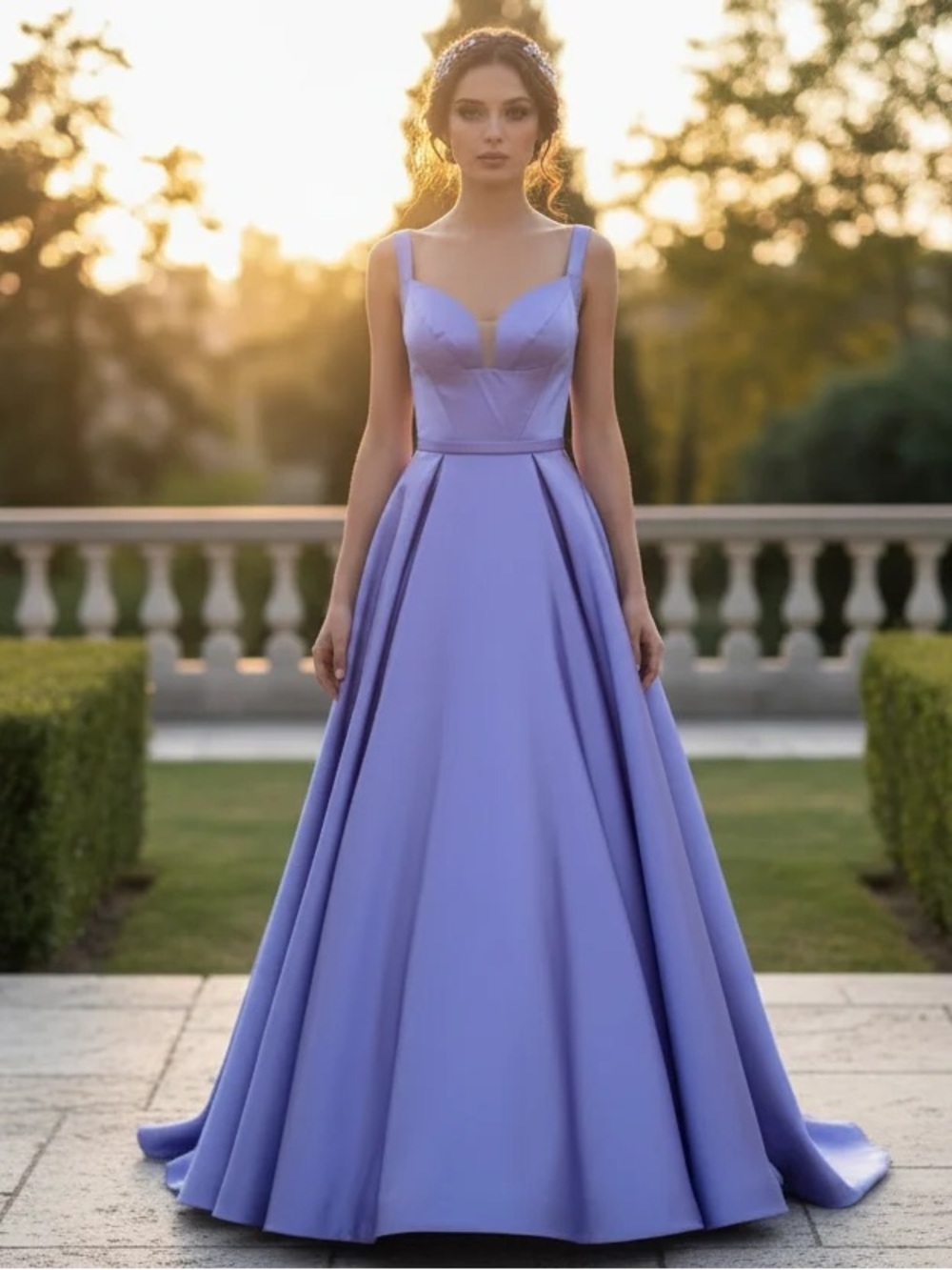 Elegant Lavender A-Line Evening Dress